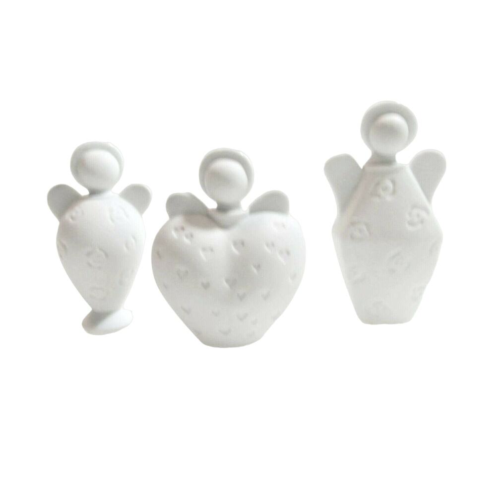 Set (3) Roman Inc ANGEL BOTTLES White Porcelain Figural Containers & Lids 6PC